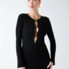 Agathe Ribbed Long-Sleeve Midi Dress