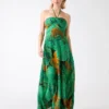 Amazon Leaf Silk Maxi Dress