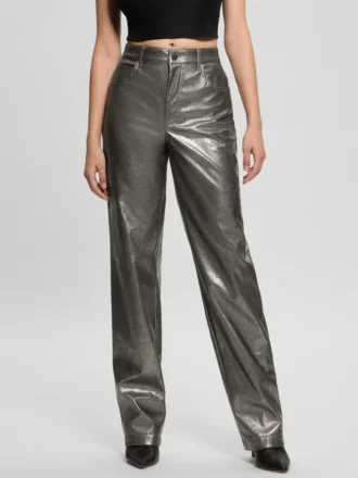 Ambra Metallic Faux-Leather Pants