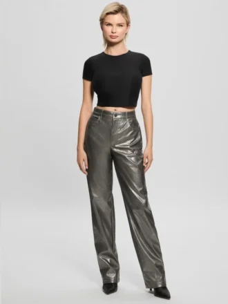 Ambra Metallic Faux-Leather Pants