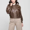 Angelique Vintage Faux-Leather Flight Jacket