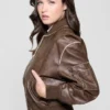 Angelique Vintage Faux-Leather Flight Jacket