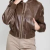 Angelique Vintage Faux-Leather Flight Jacket