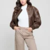 Angelique Vintage Faux-Leather Flight Jacket