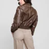 Angelique Vintage Faux-Leather Flight Jacket