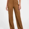 Aria Faux-Suede High-Rise Straight Pants