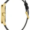 Black and Gold-Tone Multifunction Leather Watch