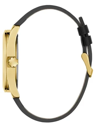 Black and Gold-Tone Multifunction Leather Watch