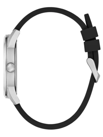 Black and Silver-Tone Silicone Analog Watch