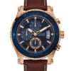 Brown and Rose Gold-Tone Leather Sport Watch