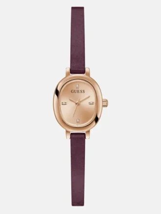 Burgundy Leather Analog Watch