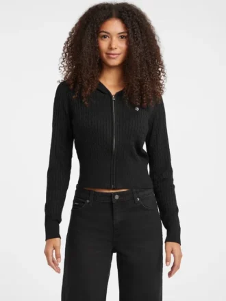 Cable-Knit Hooded Cardigan