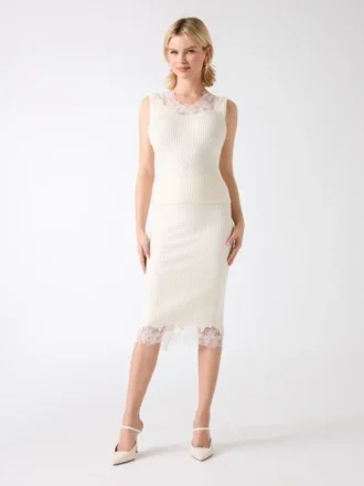 Candice Lace-Trim Sweater Skirt