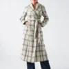 Charlize Sequin Plaid Wrap Coat