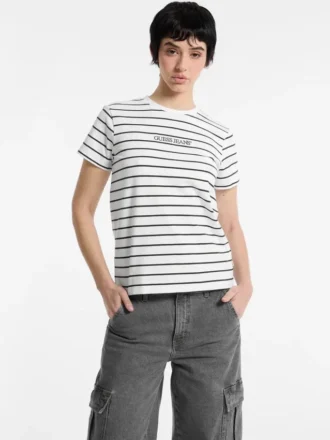 Classic Embroidered Logo Striped Tee