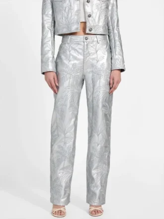 Clelia Faux-Leather Embroidered Pants