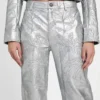 Clelia Faux-Leather Embroidered Pants
