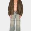 Coated Denim Hooded Jacket