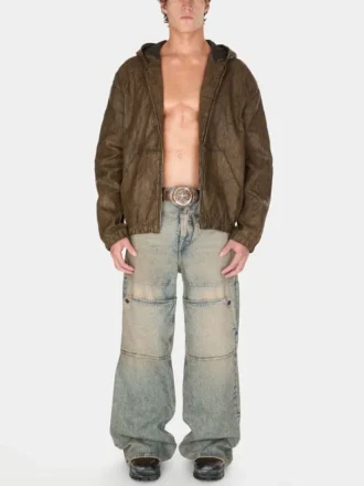 Coated Denim Hooded Jacket