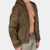 Coated Denim Hooded Jacket