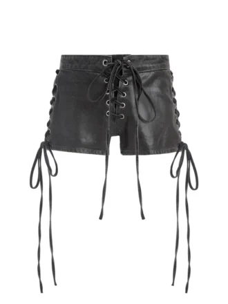 Coated Mini Denim Shorts