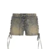 Coated Mini Denim Shorts