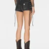 Coated Mini Denim Shorts