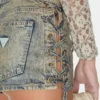 Coated Mini Denim Shorts