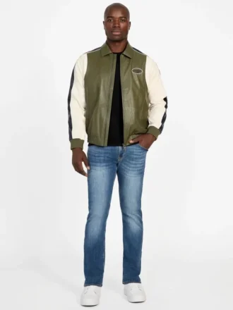 Color-Block Faux-Leather Jacket