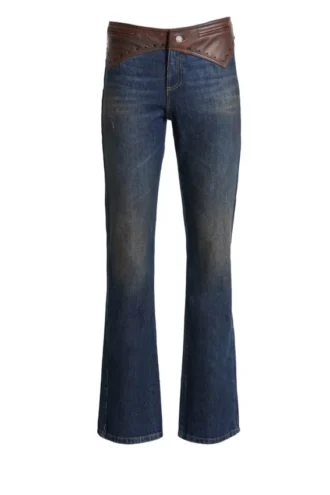 Contrast Denim Flare Pants