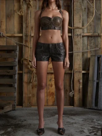 Crackle Leather Bra