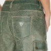 Crackled Leather Cargo Pants