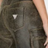 Crackled Leather Cargo Pants