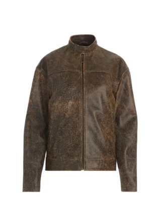 Crackled Leather Moto Jacket