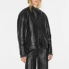 Crackled Leather Moto Jacket