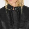 Crackled Leather Moto Jacket