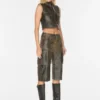 Crackled Leather Top