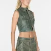 Crackled Leather Top