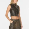Crackled Leather Top