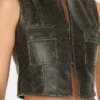 Crackled Leather Top