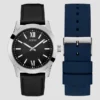 Crescent Silver-Tone Silicon Analog Watch