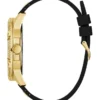 Cut-Through Gold-Tone and Black Silicone Multifunction Watch