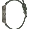 Dark Silver-Tone and Green Silicone Multifunction Watch