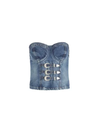 Denim Buckle Bustier