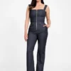 Denim Detachable Strapless Zip Jumpsuit