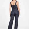 Denim Detachable Strapless Zip Jumpsuit