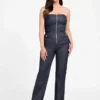 Denim Detachable Strapless Zip Jumpsuit