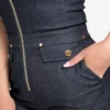 Denim Detachable Strapless Zip Jumpsuit