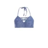 Denim Print Triangle Swim Top