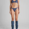 Denim Print Triangle Swim Top
